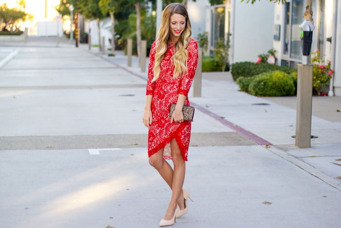 Red lace dress