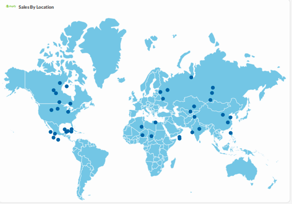 Interactive map of sales by location. 