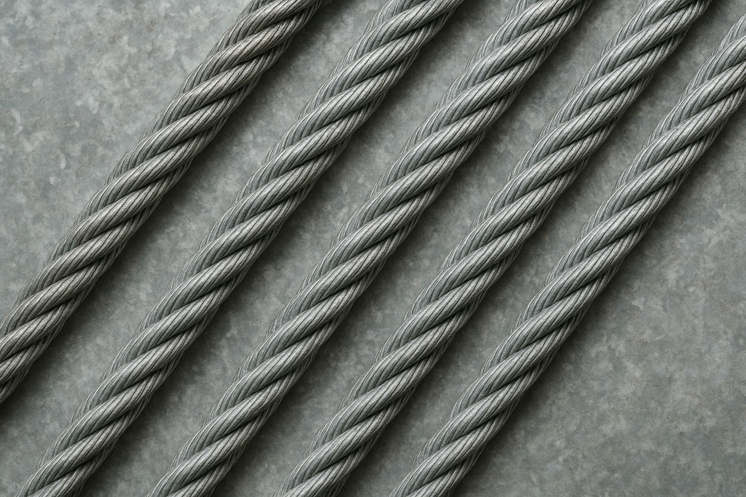 Close-up of galvanized steel cables commonly used for garage door parts and hardware.