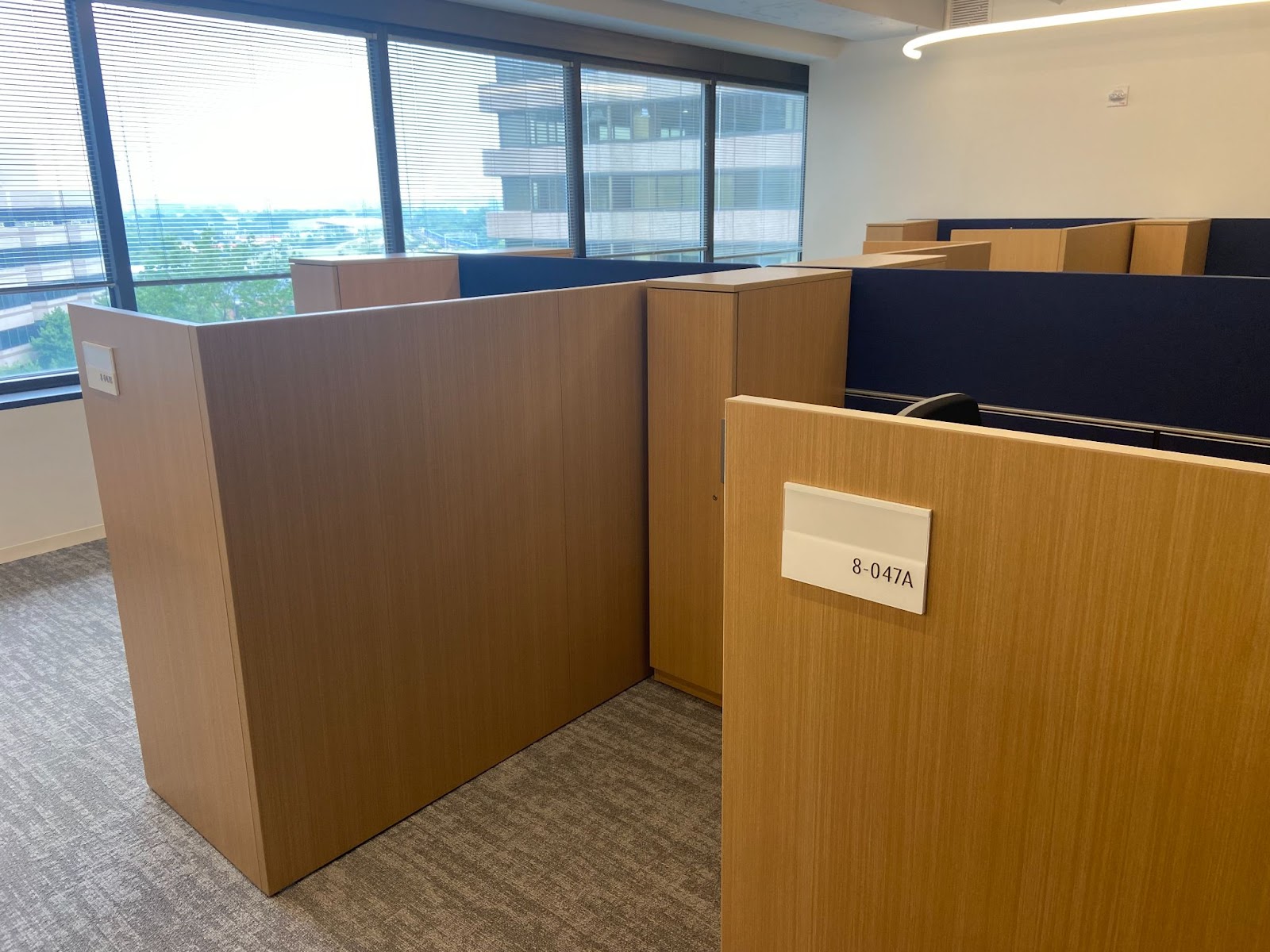 Empty cubicles in the PBS office. Blame COVID, not AI.