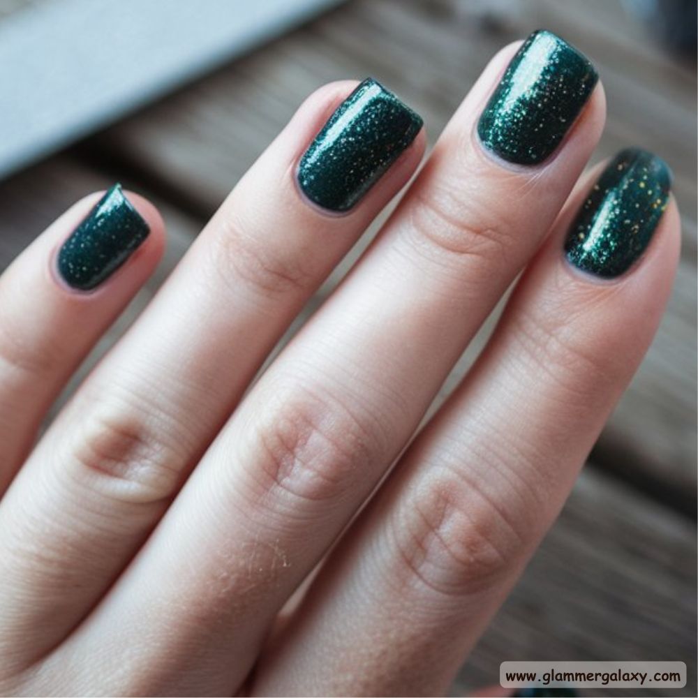 Dark Fall Nails having Dark Glitter
