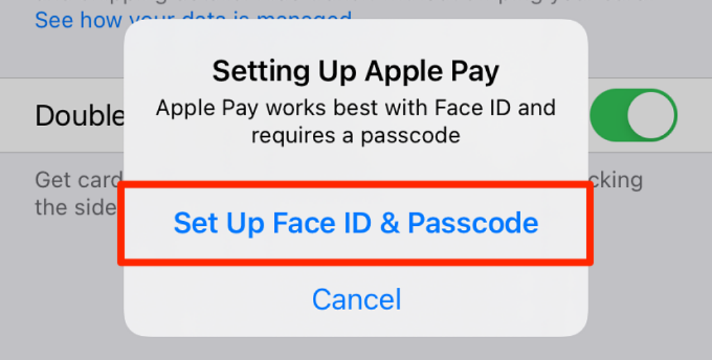 "Set Up Face ID & Passcode" highlighted in the iPhone Settings menu