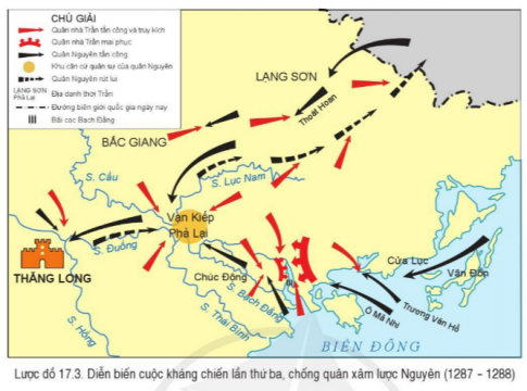 BÀI 17. BA LẦN KHÁNG CHIẾN CHỐNG QUÂN XÂM LƯỢC MÔNG NGUYÊN CỦA NHÀ TRẦN (THẾ KỈ XIII)1. Cuộc kháng chiến lần thứ nhất, chống quân xâm lược Mông Cổ (1258)Câu 1: Đọc thông tin, tư liệu và quan sát lược đồ 17.1, sơ đồ 17, hãy:- Tóm tắt diễn biến chính của cuộc kháng chiến lần thứ nhất, chống quân xâm lược Mông Cổ (1258).– Nêu vai trò của vua Trần Thái Tông và Thái sư Thần Thủ Đô trong cuộc kháng chiến.Đáp án chuẩn:+ Năm 1257, Mông Cổ lên kế hoạch đánh chiếm Nam Tống + Vua Trần Thái Tông xuống chiếu cho Trần Quốc Tuấn; truyền lệnh cả nước sắm sửa vũ khí, sẵn sàng chiến đấu.+ Ngày 17/1/1258: Ngột Lương Hợp Thai dẫn 3 vạn quân tiến vào Binh Là Nguyên + Vua Trần Thái Tông ra trận, trực tiếp chỉ huy chiến đấu, sau đó chủ động rút lui.+ Ngày 21/1/1258,  Nhân dân thực hiện kế  thanh dã