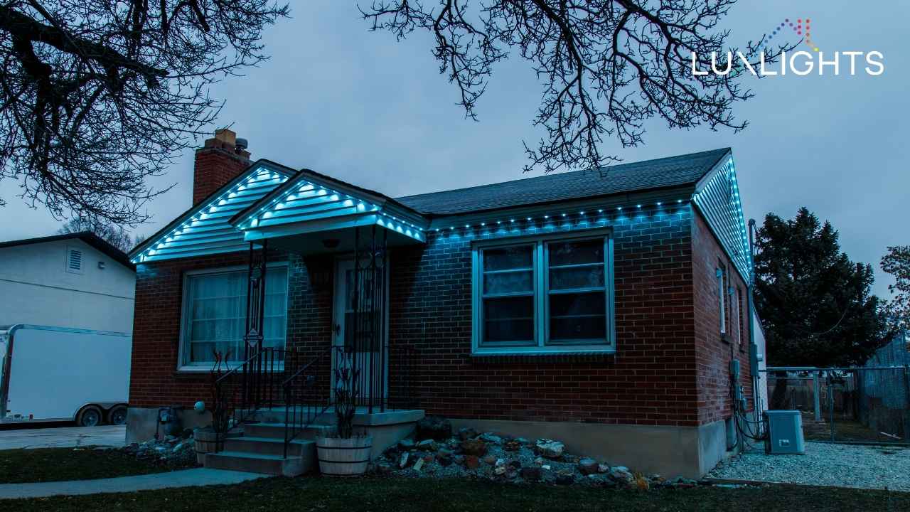 blue green permanent Christmas lights