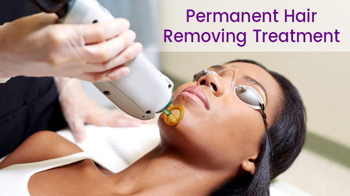 permanent hair removing process is presenting in the picture. 