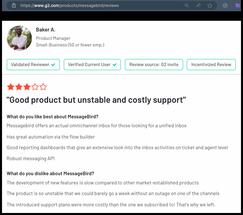 Bird (MessageBird) user reviews.