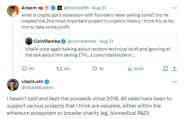 拋售以太幣獲利？Vitalik Buterin發文強烈駁斥該說法，澄清真相！