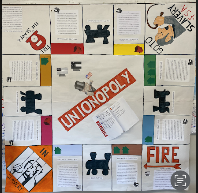 image of a mock monopoly board with US history