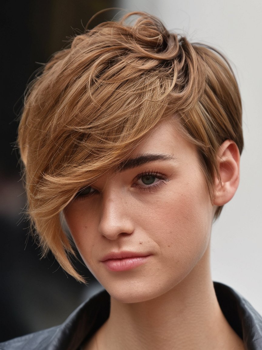 1. Asymmetrical Pixie with Side-Swept Bangs