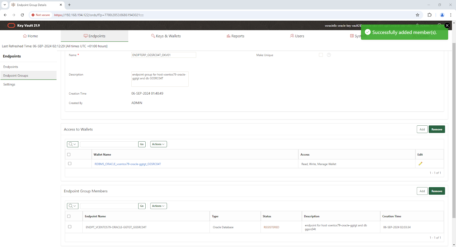 Endpoint Group Details - Google Chrome