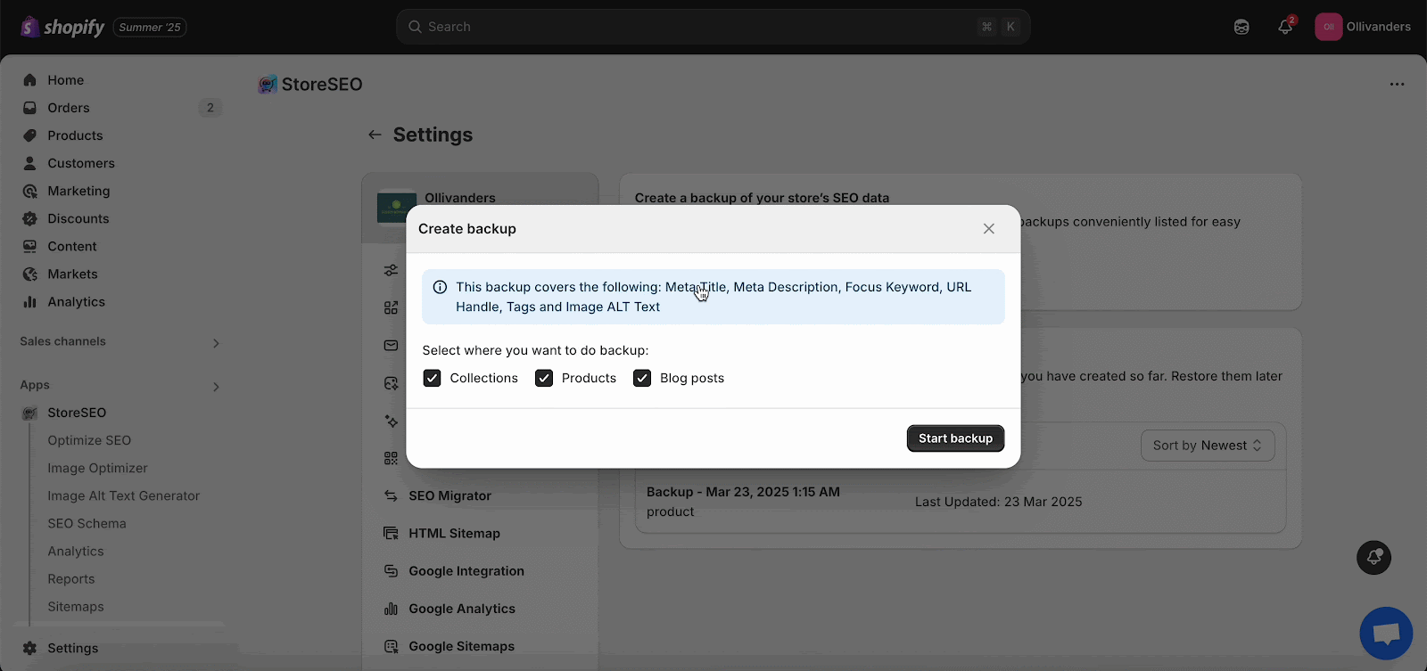 How to Backup and Restore SEO Data of Your Shopify Store with StoreSEO?