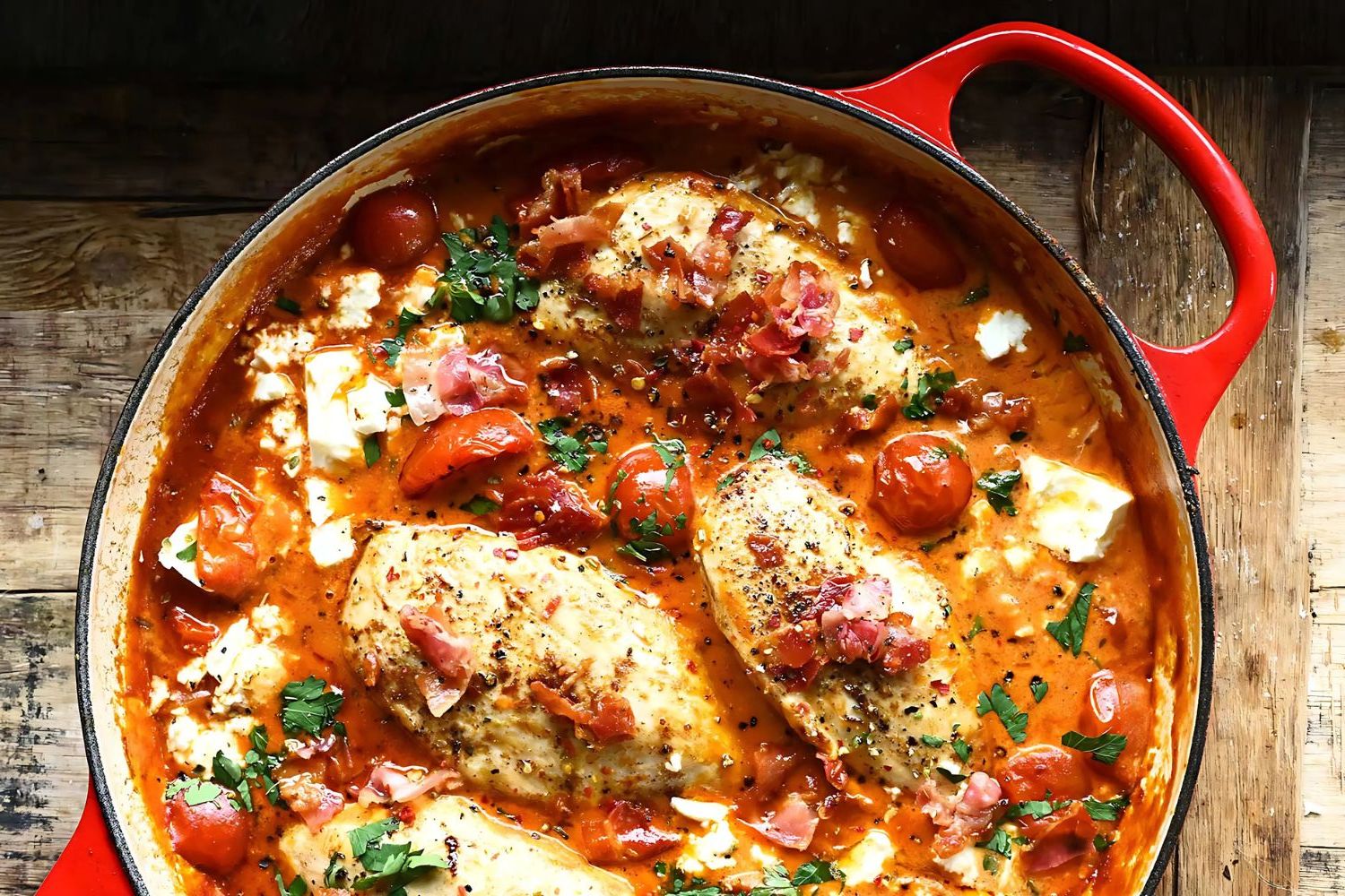 creamy tomato chicken with feta recipe