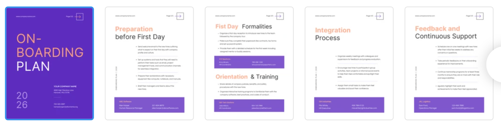 White Purple Orange Onboarding Plan Template