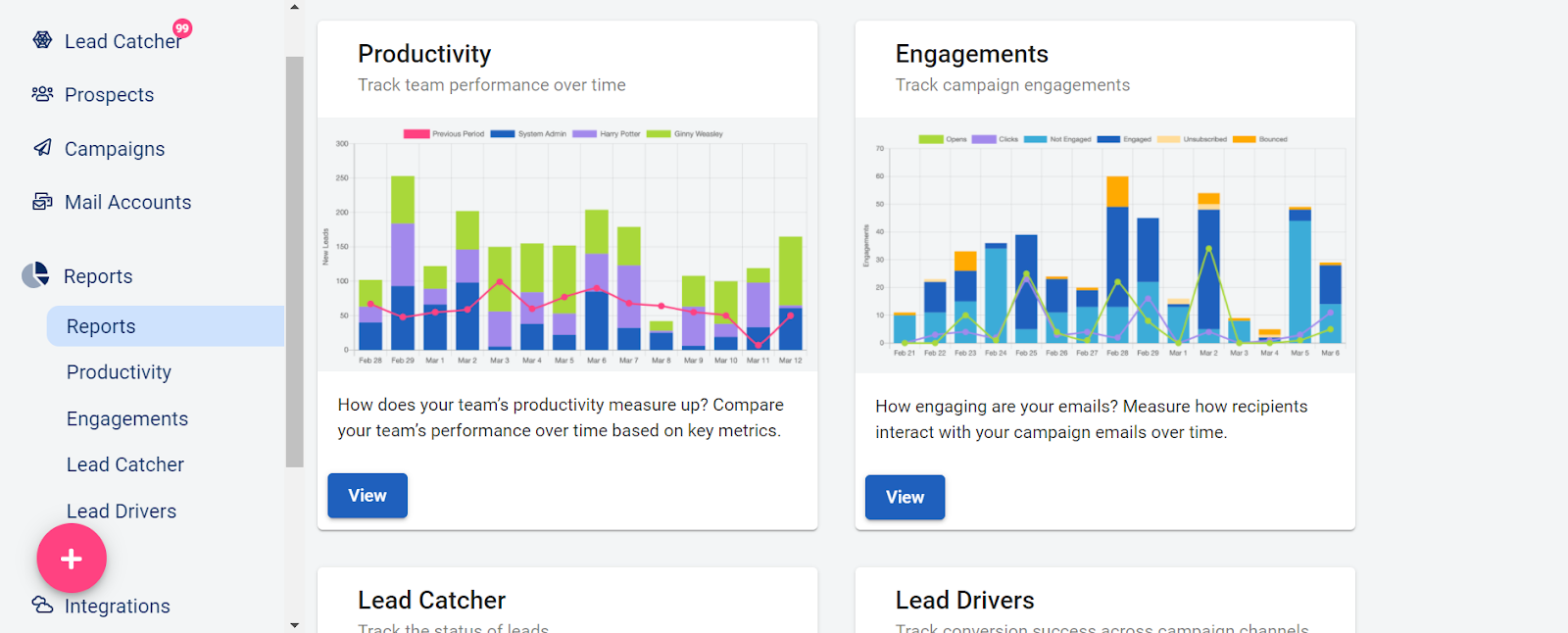 Mailshake analytics interface