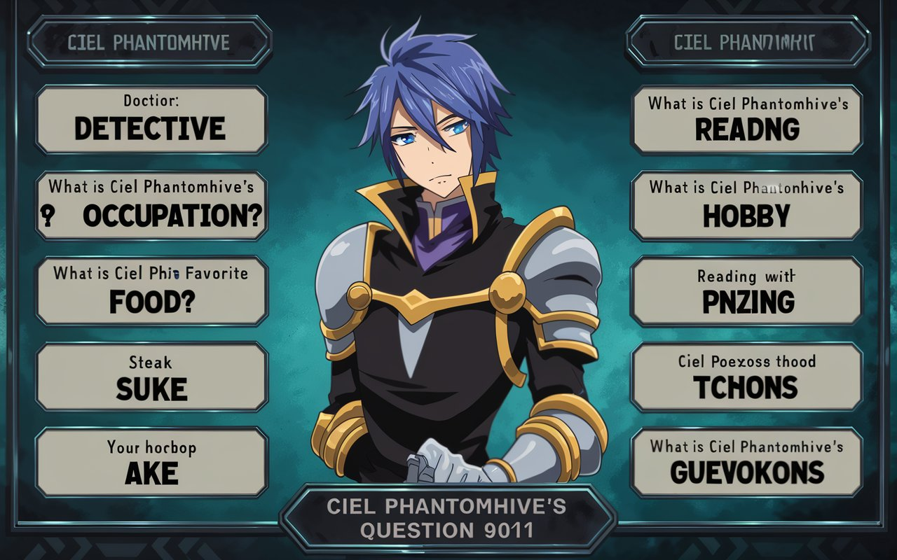 what answers to pick to get ciel phantomhive in quizkie