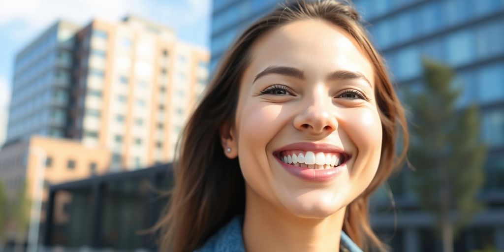 Person smiling with Invisalign aligners in Edmonton.