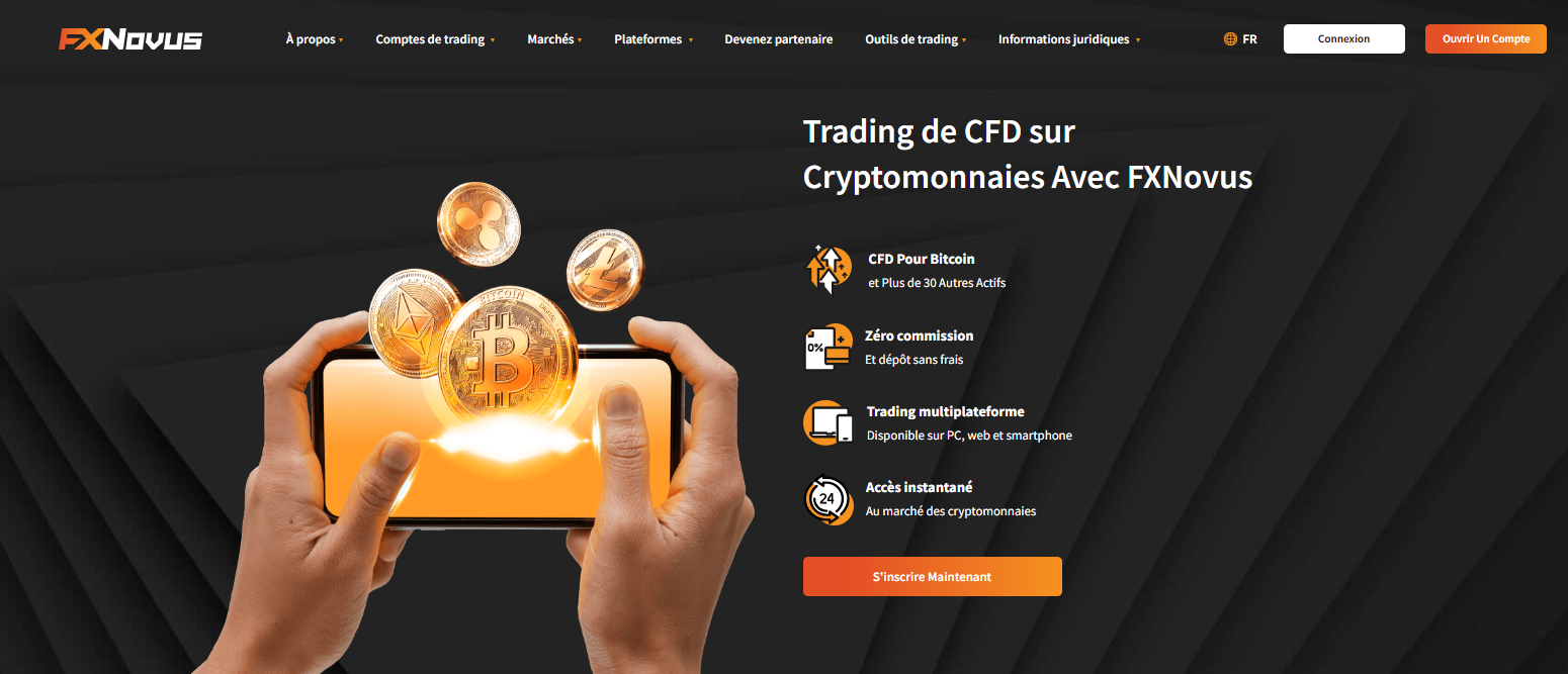 Visitez la page Cryptomonnaies de FXNovus pour plus d'informations