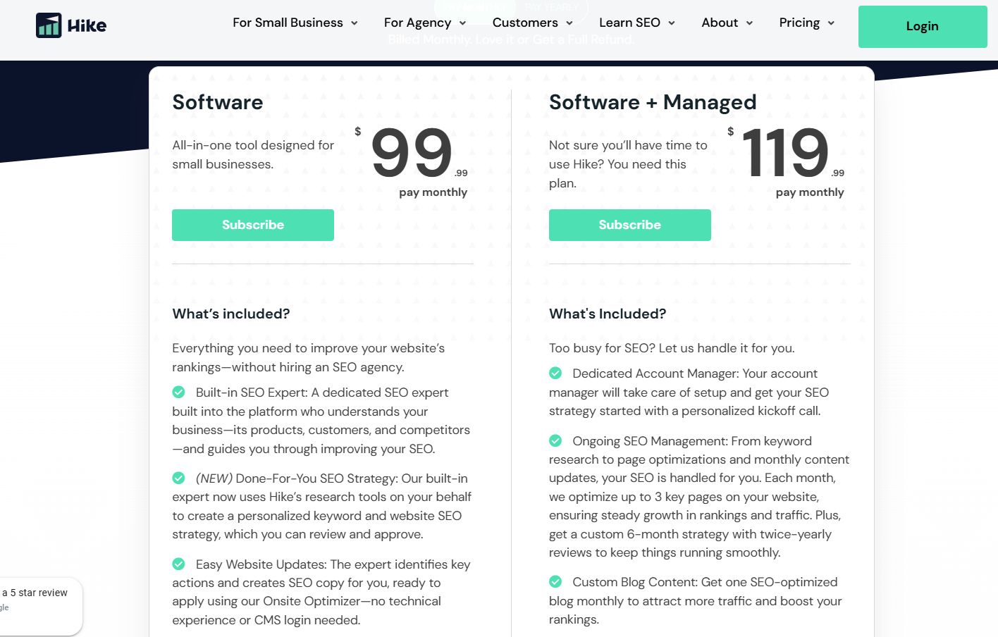 Hike SEO Pricing