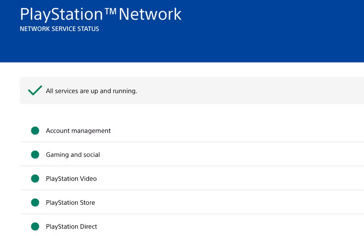 PlayStation Network Not Working check status