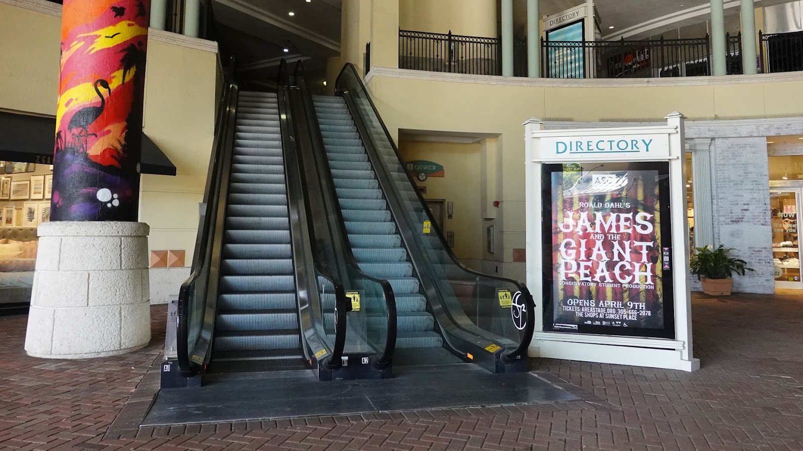 A vacant escalator in the Shops at Sunset Place mall on April 07, 2021 in Miami, Florida.