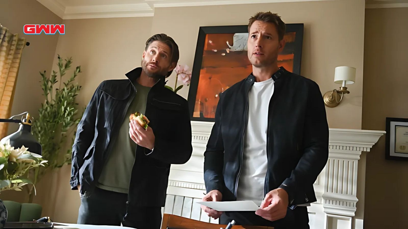 Justin Hartley as Colter Shaw and Jensen Ackles as Russell Shaw in Tracker Season 2