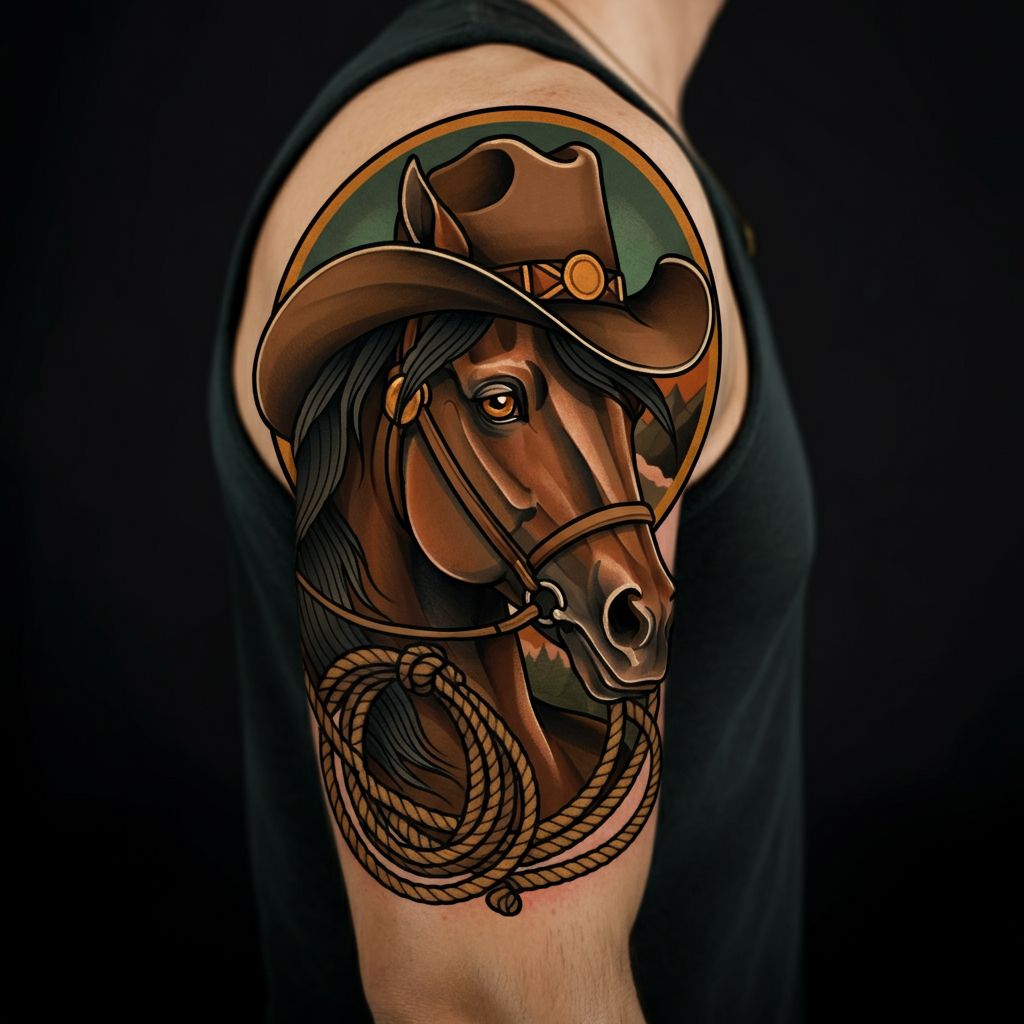 Traditional Horse Tattoo