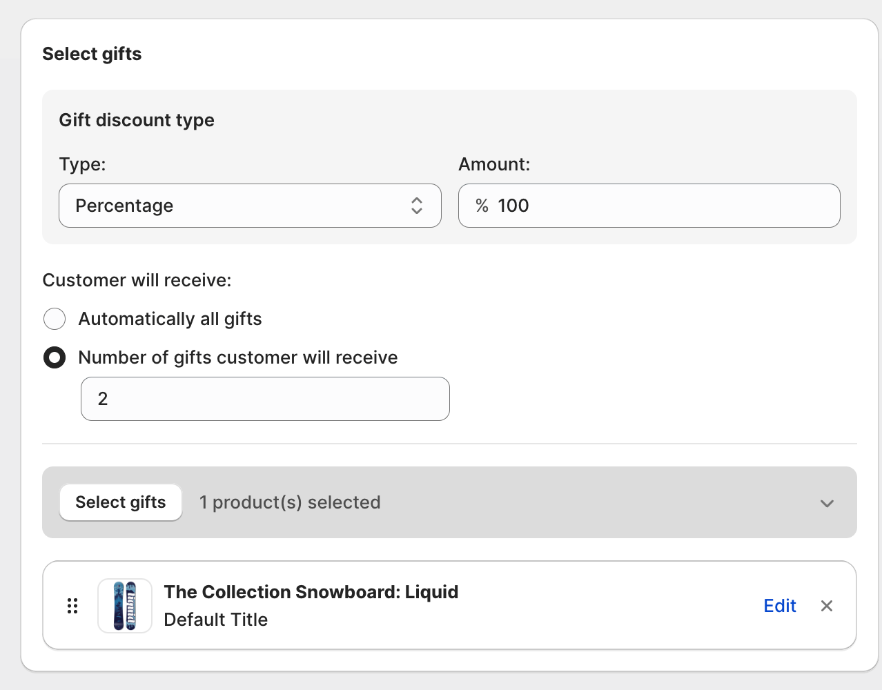 Selecting the gift products in BOGOS app
