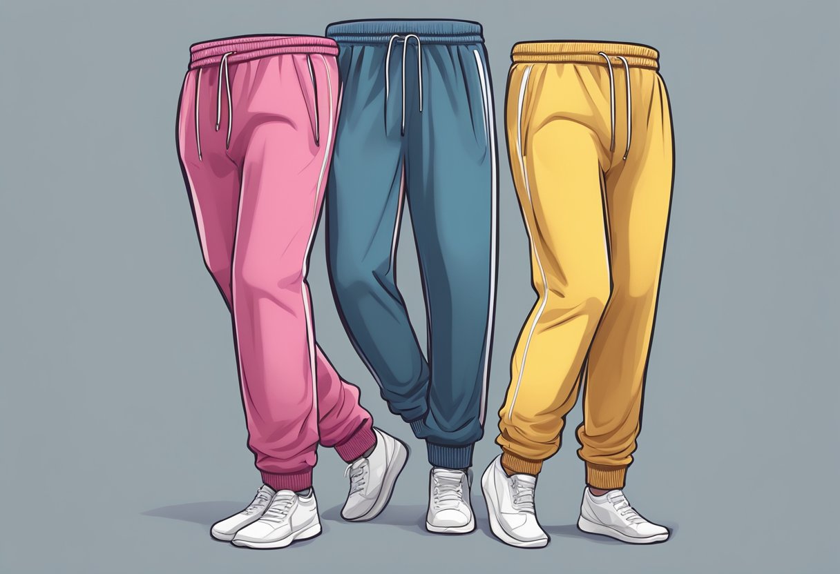 A pair of sweatpants made of soft, stretchy fabric lies folded on a flat surface, with a drawstring waist and elastic cuffs at the ankles