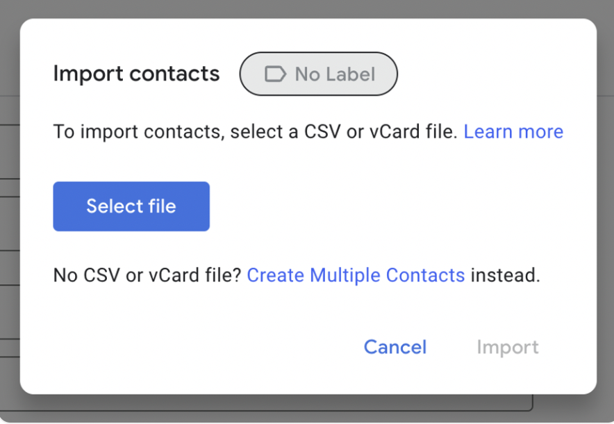 Importing contacts to Gmail
