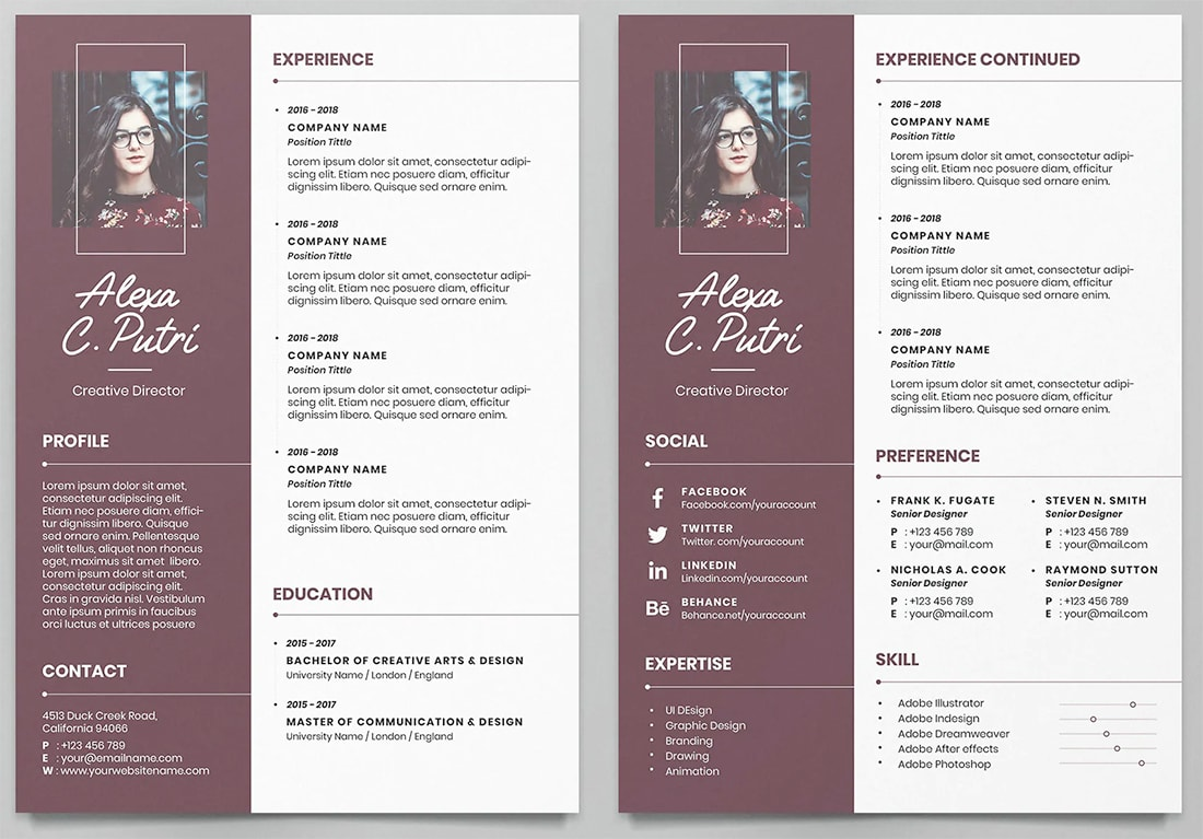 Creative Curriculum Vitae - color-coded