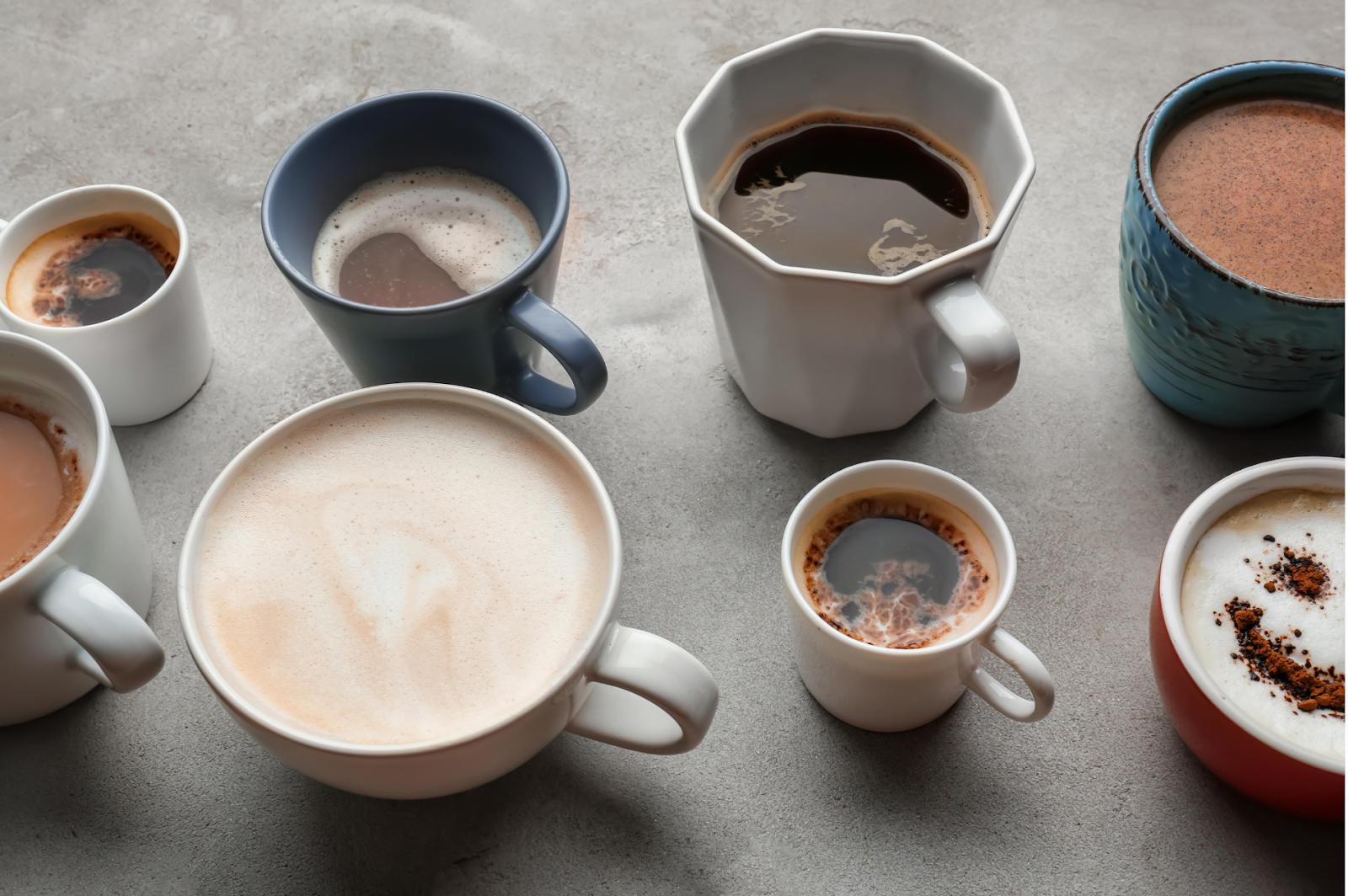 A picture of coffee cups in different shapes and sizes 