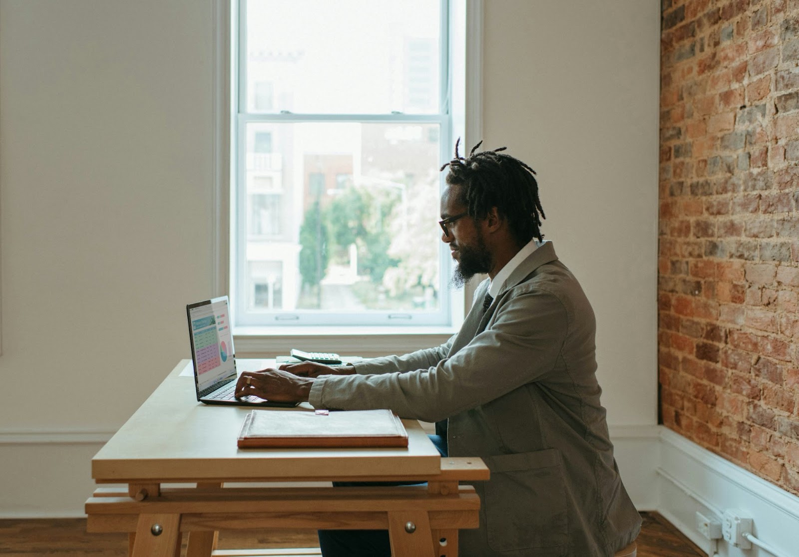 A man working from home on his laptop