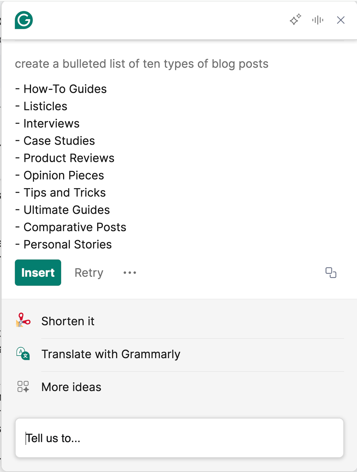AI for blog content research screenshot.