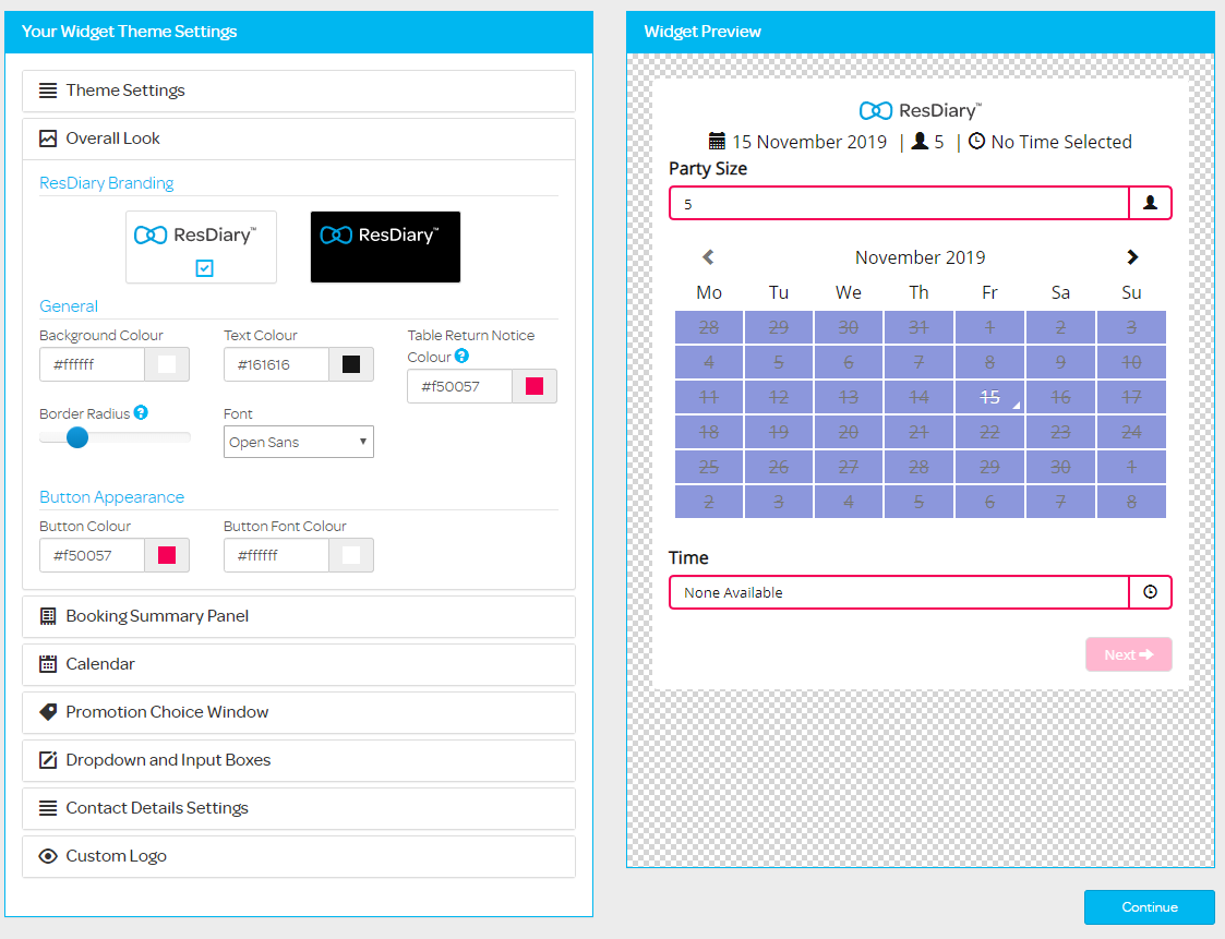 ResDiary dashboard