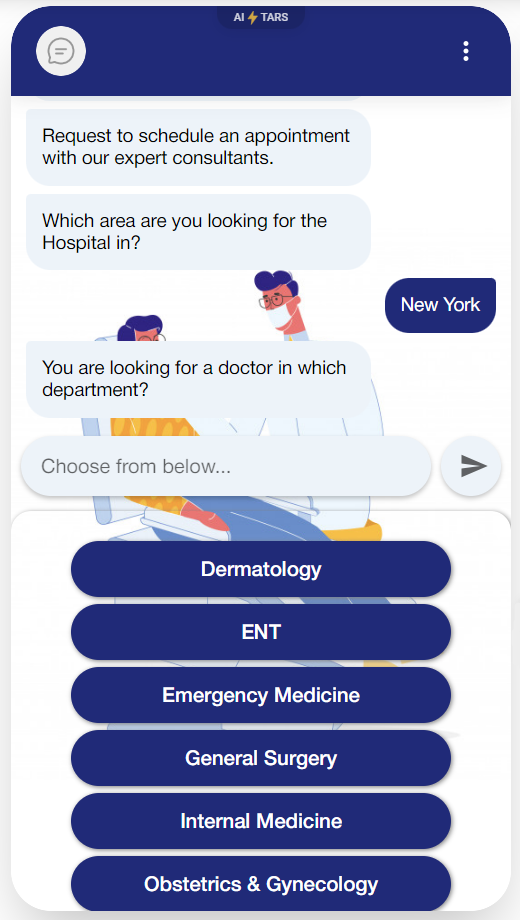 A snapshot of a healthcare chatbox app