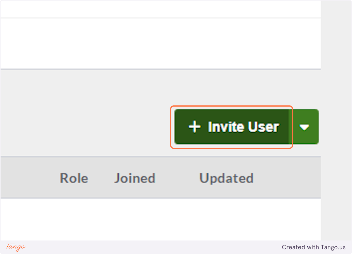 Click on Invite User