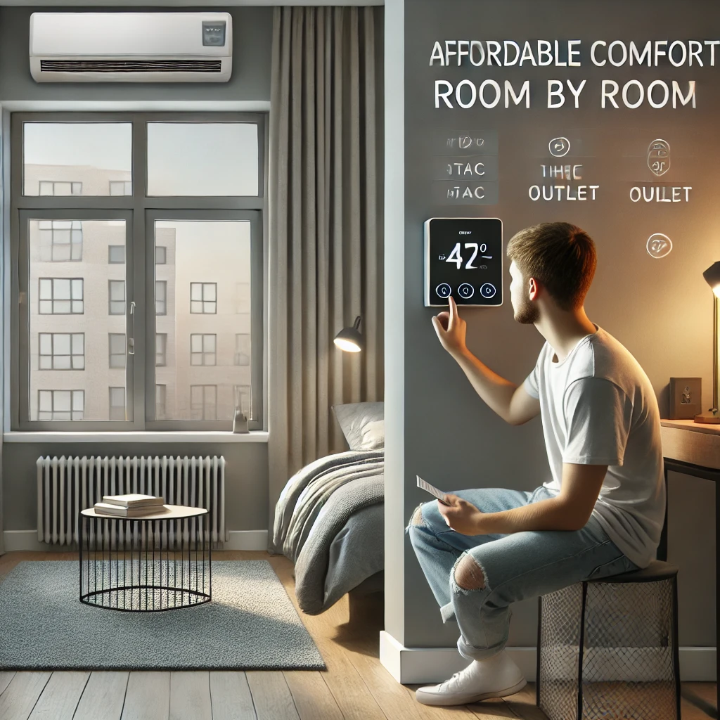 Multifamily apartment or student dorm room with a PTAC unit, illustrating individual control and energy-conscious living in budget-focused environments.