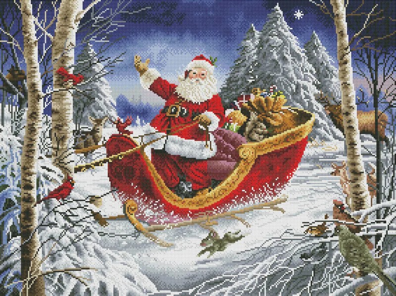 santa on sleigh diamond painting picture