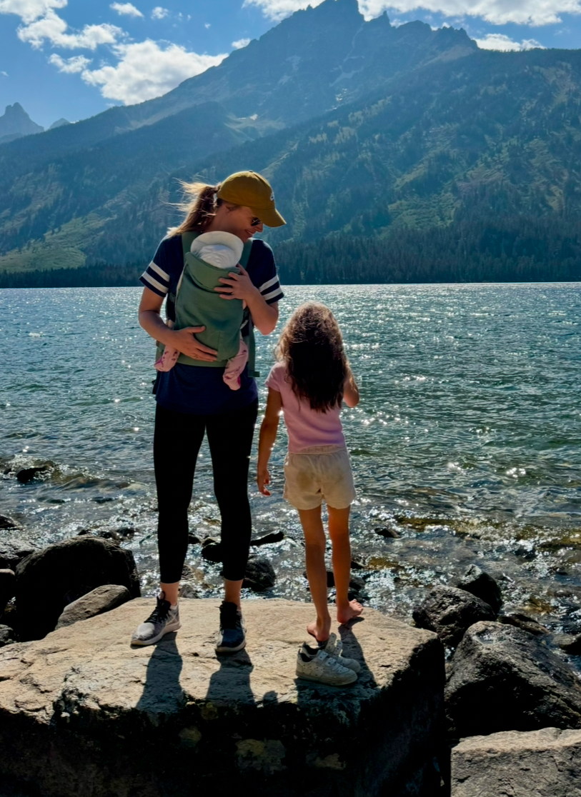 Wildbird Aerial Carrier shown with a baby during a quick outing, part of baby carrier reviews.