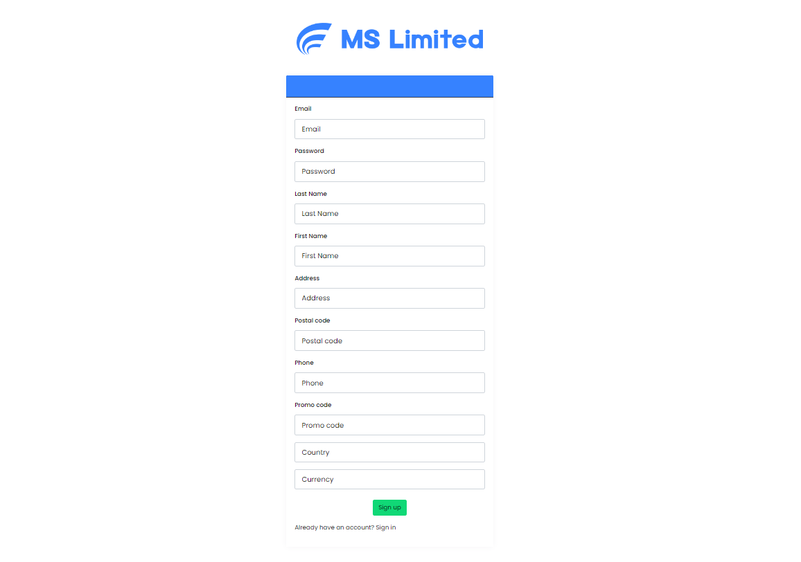 MS Limited signup