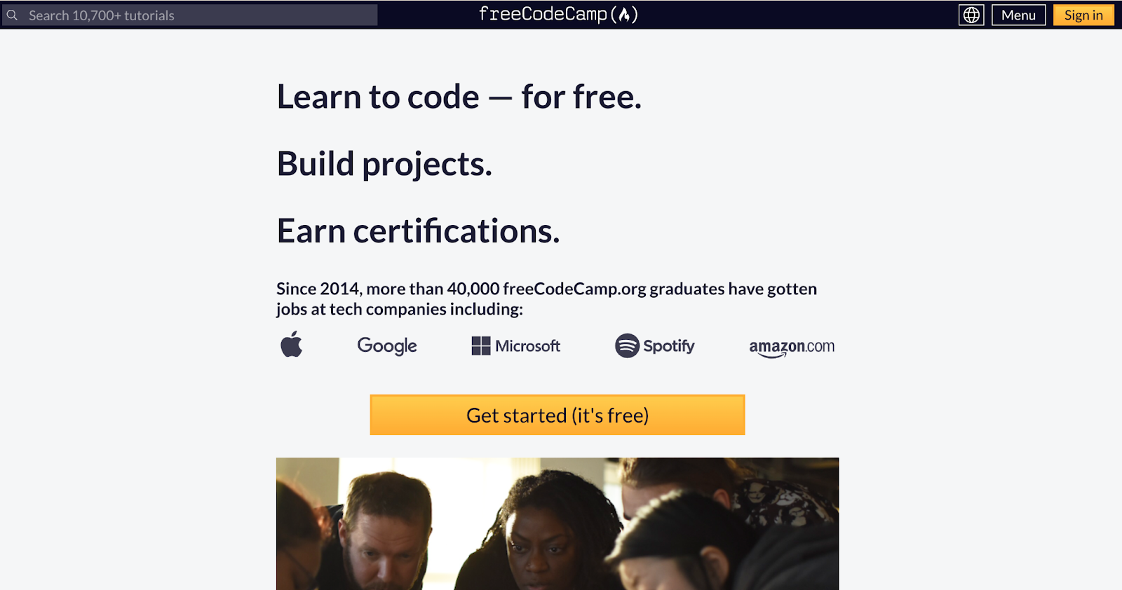 FreeCodeCamp programing education platform