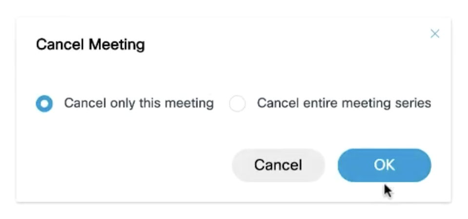 Cancel scheduled Webex meeting