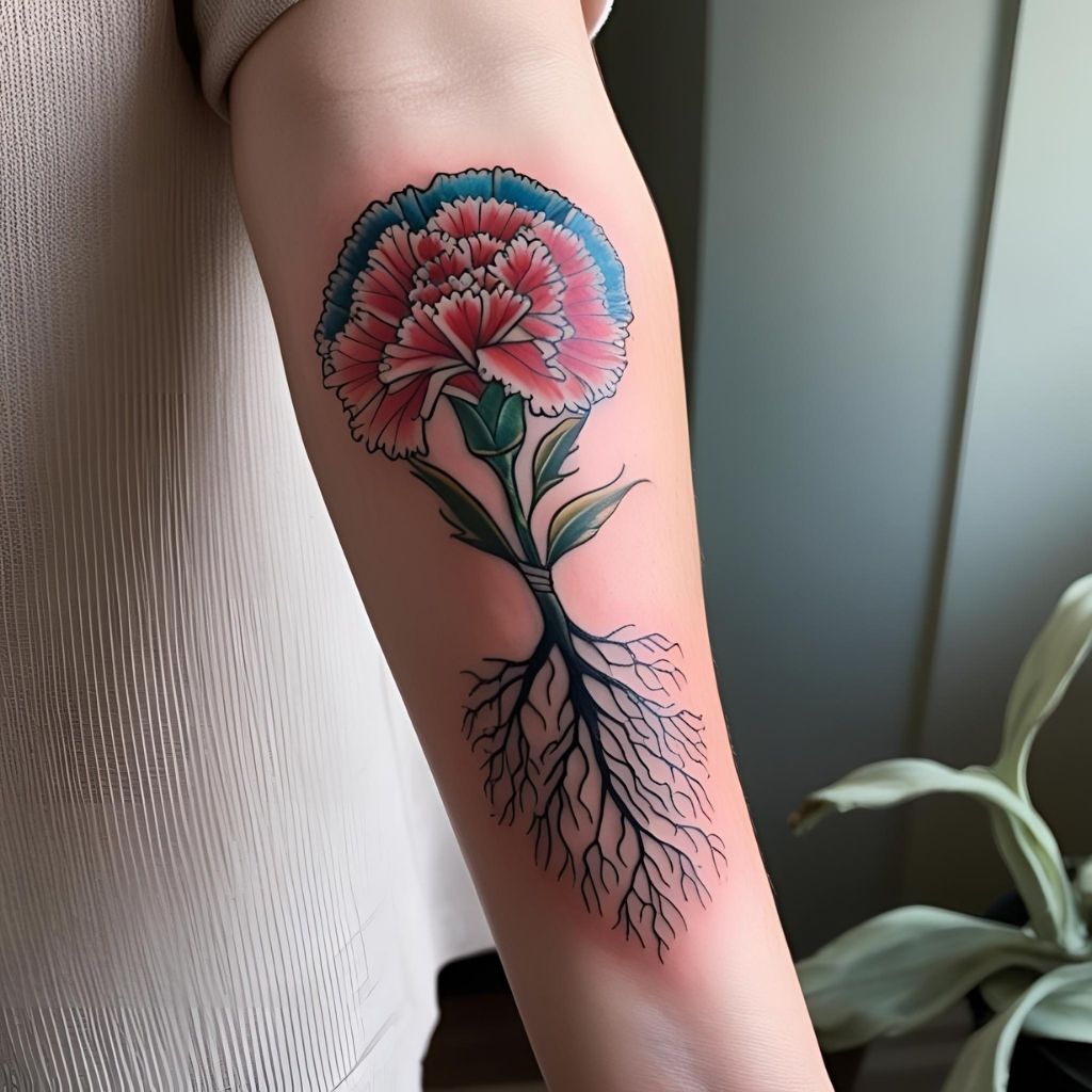 Traditional Red Carnation Tattoo