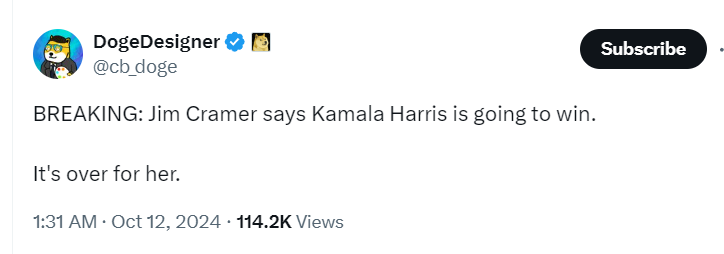 Jim Cramer endorses Kamala Harris - Black November ahead.