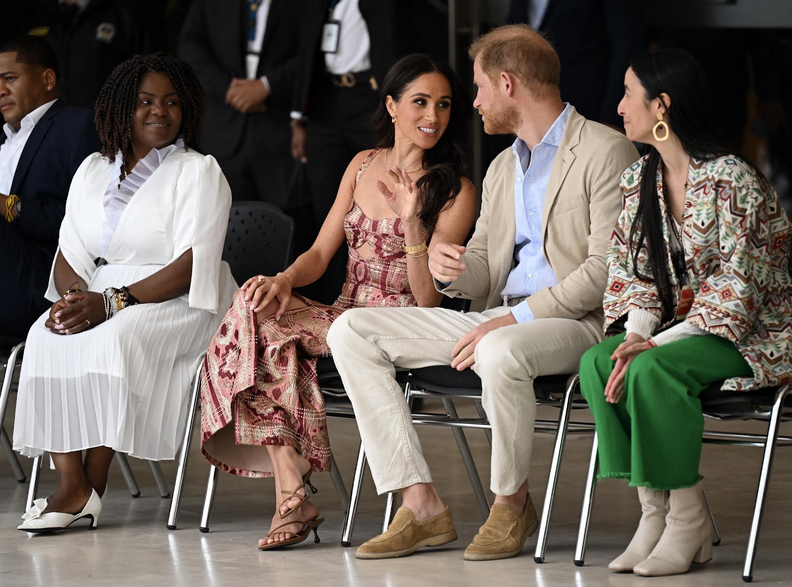 Meghan Markle and Prince Harry during their visit to Colombia on August 15, 2024. | Source: Getty Images