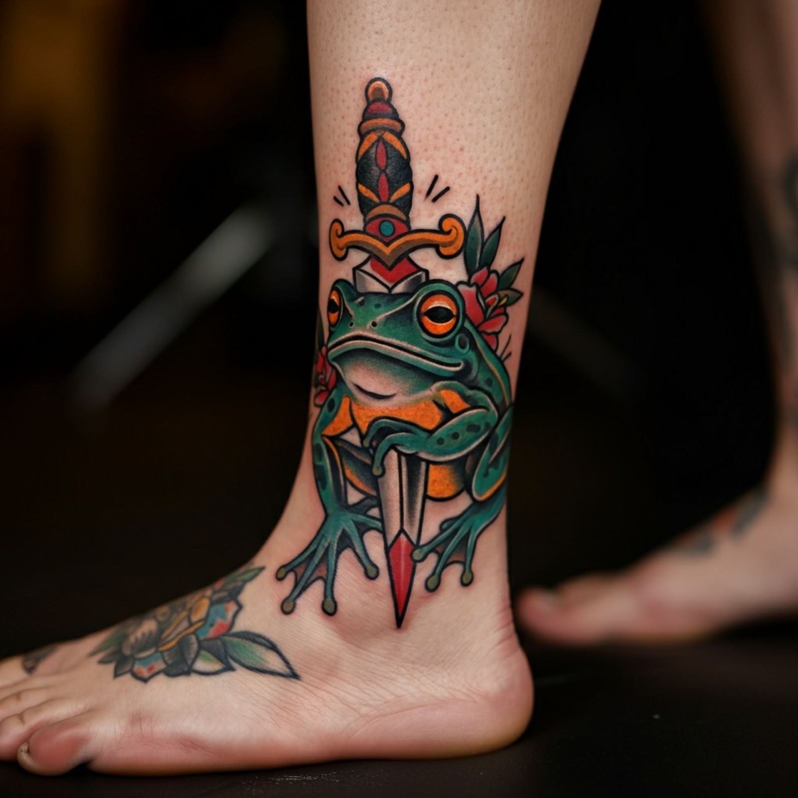 Traditional Frog Tattoo 