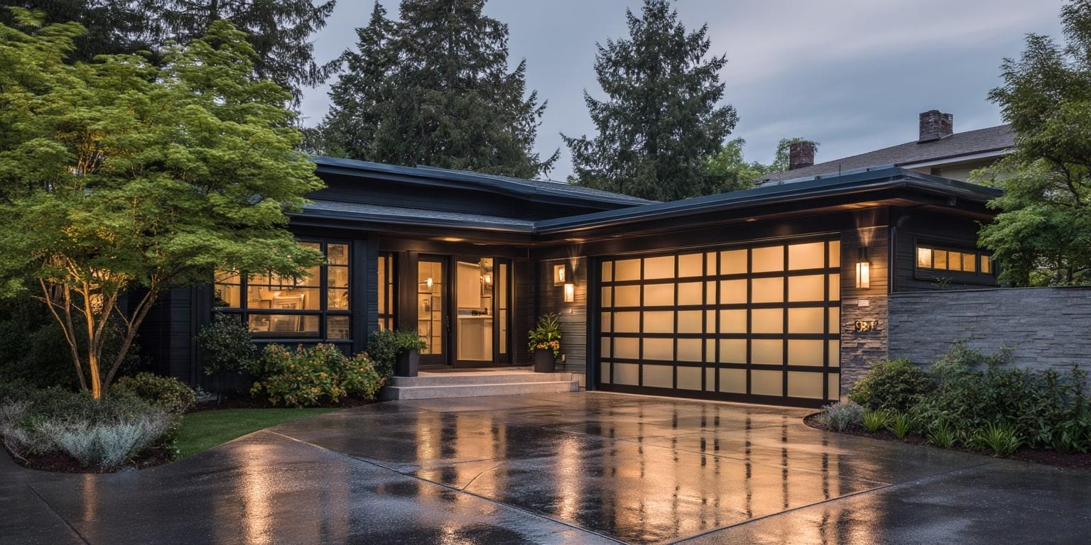 A house with a garage and trees

AI-generated content may be incorrect.