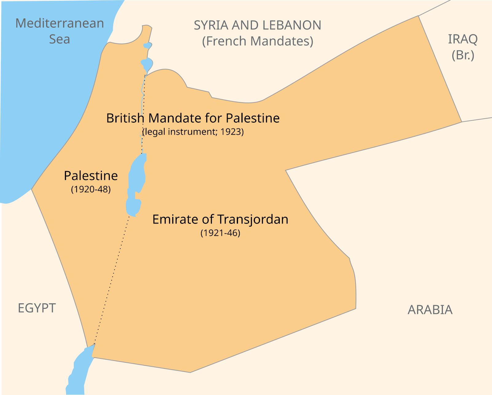 British Mandate for Palestine, bao gồm cả Palestine và Transjordan.