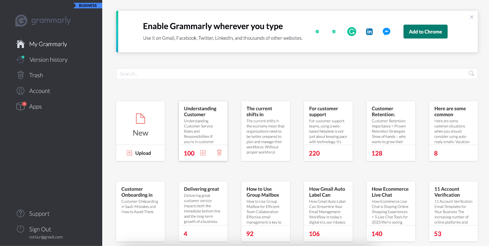 Grammarly's writing assistant