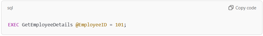 Executing a stored procedure with a parameter.